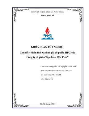 Luận văn tốt nghiệp phân tích và định giá cổ phiếu hpg của công ty cổ phần tập đoàn hòa phát