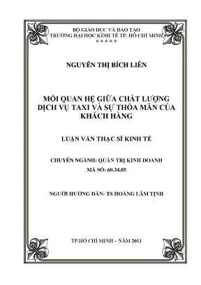 Luận văn thạc sĩ mối quan hệ giửa chất lượng dịch vụ taxi và sự thỏa mãn của khách hàng luận văn thạc sĩ