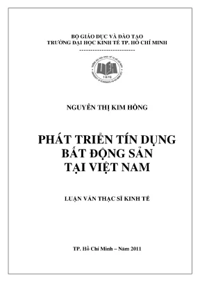 Luận văn thạc sĩ phát triển tín dụng bất động sản tại việt nam luận văn thạc sĩ
