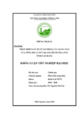 Luận văn tốt nghiệp phát triển sản xuất sản phẩm cây hàng năm của nông hộ xã đức quang huyện hạ lang tỉnh cao bằng