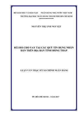 Luận văn thạc sĩ rủi ro cho vay tại các quỹ tín dụng nhân dân trên địa bàn tỉnh đồng tháp