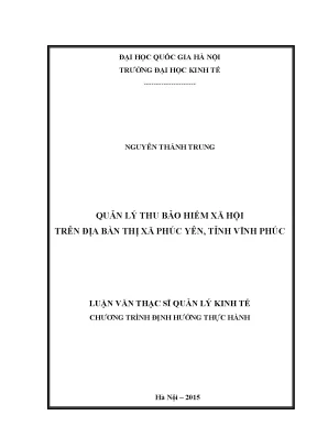 Luận văn thạc sĩ quản lý thu bảo hiểm xã hội trên địa bàn thị xã phúc yên tỉnh vĩnh phúc