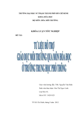 Luận văn thạc sĩ tư liệu hỗ trợ giáo dục môi trường qua môn hóa học ở trường trung học phổ thông