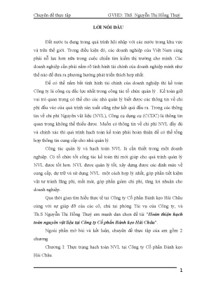 Luận văn tốt nghiệp hoàn thiện hạch toán nguyên vật liệu tại công ty cổ phần bánh kẹo hải châu
