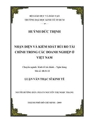 Luận văn thạc sĩ nhận diện kiểm soát rủi ro tài chính trong các doanh nghiệp ở việt nam luận văn thạc sĩ
