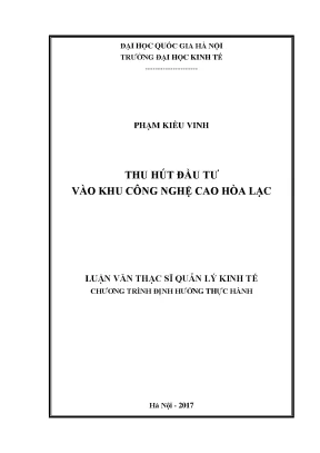Luận văn thạc sĩ thu hút đầu tư vào khu công nghệ cao hòa lạc