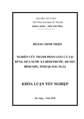 Luận văn tốt nghiệp nghiên cứu thành phần loài cá tại rừng dừa nước xã bình phước huyện bình sơn tỉnh quảng ngãi