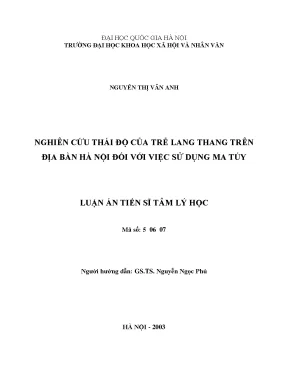 Luận văn thạc sĩ nghiên cứu thái độ của trẻ lang thang trên địa bàn hà nội đối với việc sử dụng ma tuý