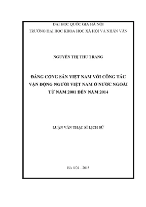 Luận văn thạc sĩ đảng cộng sản việt nam với công tác vận động người việt nam ở nước ngoài từ năm 2001 đến năm 2014