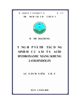 Luận án tiến sĩ tổng hợp và thử tác dụng sinh học của một số acid hydroxamic mang khung 2 oxoindolin