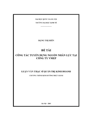 Luận văn thạc sĩ công tác tuyển dụng nguồn nhân lực tại công ty vmep