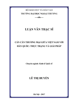 Luận văn thạc sĩ cán cân thương mại giữa việt nam với hàn quốc thực trạng và giải pháp