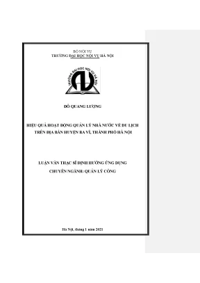 Luận văn thạc sĩ hiệu quả hoạt động quản lý nhà nước về du lịch trên địa bàn huyện ba vì thành phố hà nội