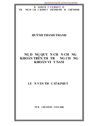 Luận văn thạc sĩ ứng dụng quyền chọn chứng khoán rên thị trường chứng khoán việt nam