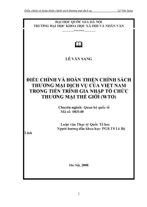 Luận văn thạc sĩ điều chỉnh và hoàn thiện chính sách thương mại dịch vụ của việt nam trong tiến trình gia nhập tổ chức thương mại thế giới wto