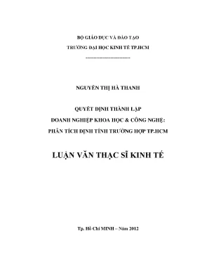 Luận văn thạc sĩ quyết định thành lập doanh nghiệp khoa học công nghệ phân tích định tính trường hợp tp hcm