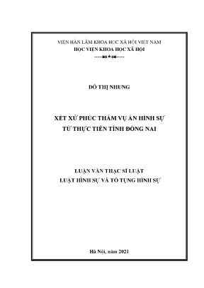 Luận văn thạc sĩ xét xử phúc thẩm vụ án hình sự từ thực tiễn tỉnh đồng nai