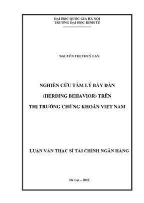 Luận văn thạc sĩ nghiên cứu hành vi bầy đàn herding behavior trên thị trường chứng khoán việt nam
