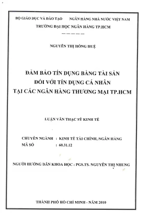 Luận văn thạc sĩ đảm bảo tín dụng bằng tài sản đối với tín dụng cá nhân tại các ngân hàng thương mại tp hcm