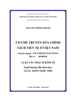 Luận văn thạc sĩ cơ chế truyền dẫn chính sách tiền tệ ở việt nam 001