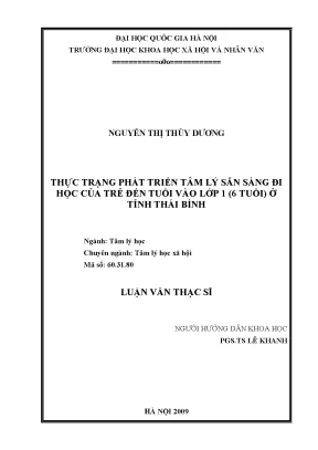 Luận văn thạc sĩ thực trạng phát triển tâm lý sẵn sàng đi học của trẻ đến tuổi vào lớp 1 6 tuổi ở tỉnh thái bình