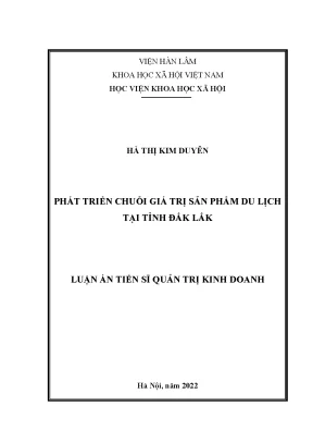 Luận án tiến sĩ phát triển chuỗi giá trị sản phẩm du lịch tại tỉnh đắk lắk