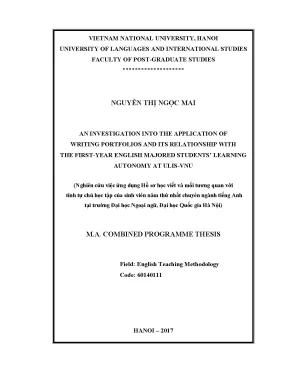 Luận văn thạc sĩ an investigation into the application of writing portfolios and its relationship with the first year english majored students learning autonomy at ulis vnu