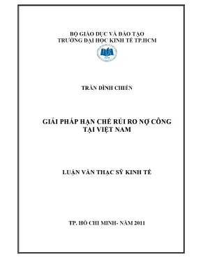Luận văn thạc sĩ giải pháp hạn chế rủi ro nợ công tại việt nam