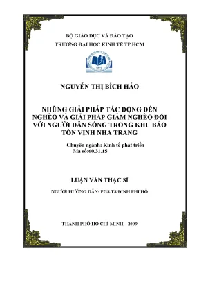 Luận văn thạc sĩ những yếu tố tác động đến nghèo và giải pháp giảm nghèo đối với người dân sống trong khu bảo tồn vịnh nha trang luận văn thạc sĩ