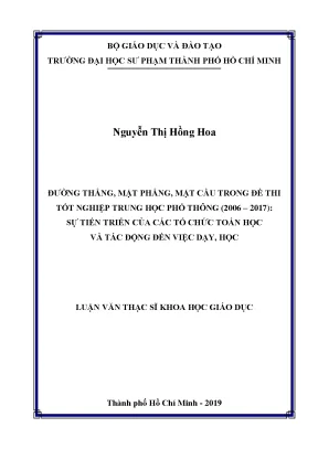 Luận văn thạc sĩ đường thẳng mặt phẳng mặt cầu trong đề thi tốt nghiệp trung học phổ thông 2006 2017 sự tiến triển của các tổ chức toán học và tác động đến việc dạy học