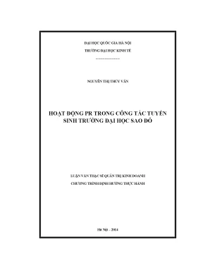 Luận văn thạc sĩ hoạt động pr trong công tác tuyển sinh trường đại học sao đỏ