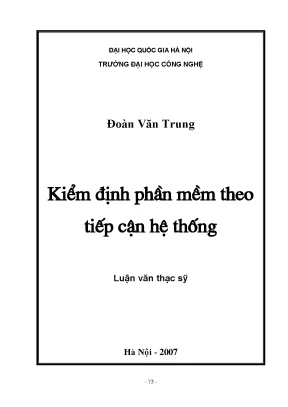 Luận văn thạc sĩ kiểm định phần mềm theo tiếp cận hệ thống