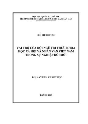 Luận án tiến sĩ vai trò của đội ngũ trí thức khoa học xã hội và nhân văn việt nam trong sự nghiệp đổi mới