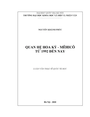 Luận văn thạc sĩ quan hệ hoa kỳ mêhicô từ 1992 đến nay