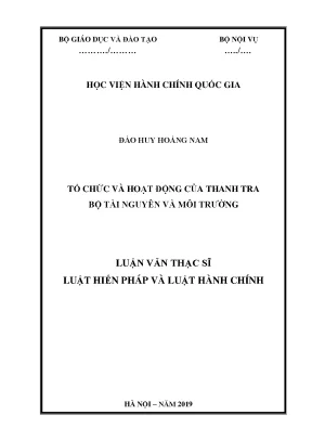 Luận văn thạc sĩ tổ chức và hoạt động của thanh tra bộ tài nguyên và môi trường