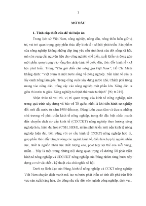 Luận án đảng bộ tỉnh vĩnh phúc lãnh đạo chuyển dịch cơ cấu kinh tế nông nghiệp từ năm 1997 đến năm 2010