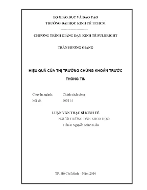 Luận văn thạc sĩ hiệu quả của thị trường chứng khoán trước thông tin luận văn thạc sĩ