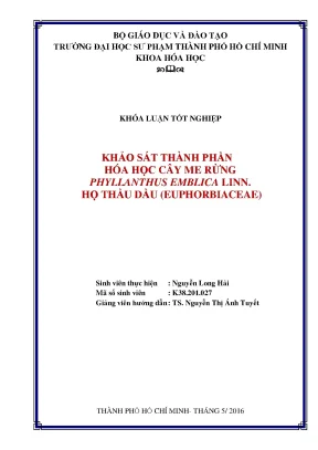 Luận văn thạc sĩ khảo sát thành phần hóa học cây me rừng phyllanthus emblica linn họ thầu dầu euphorbiaceae