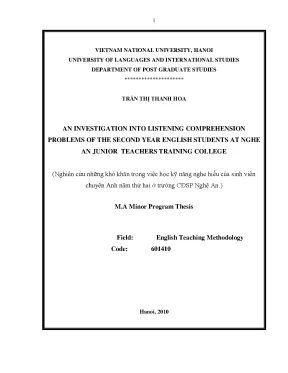 Luận văn thạc sĩ an investigation into listening comprehension problems of the second year english students at nghe an junior teachers training college