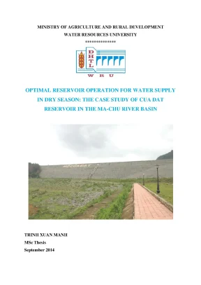 Luận văn thạc sĩ optimal reservoir operation for water supply in dry season the case study of cua dat reservoir in the ma chu river basin
