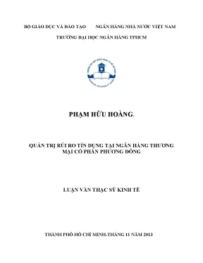 Luận văn thạc sĩ quản trị rủi ro tín dụng tại ngân hàng thương mại cổ phần phương đông