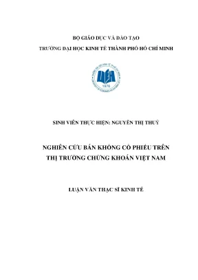 Luận văn thạc sĩ nghiên cứu bán khống cổ phiếu trên thị trường chứng khoán việt nam