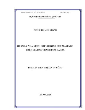 Luận án tiến sĩ quản lý nhà nước đối với giáo dục mầm non trên địa bàn thành phố hà nội