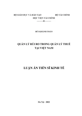 Luận án tiến sĩ quản lý rủi ro trong quản lý thuế tại việt nam