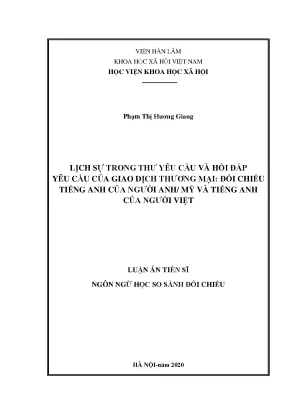 Luận án tiến sĩ lịch sự trong thư yêu cầu và hồi đáp yêu cầu của giao dịch thương mại đối chiếu tiếng anh của người anh mỹ và tiếng anh của người việt