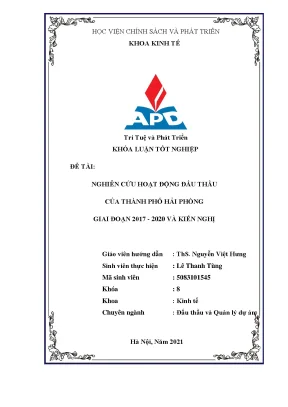 Luận văn tốt nghiệp nghiên cứu hoạt động đấu thầu của thành phố hải phòng giai đoạn 2017 2020 và kiến nghị