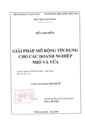 Luận văn thạc sĩ giải pháp mở rộng tín dụng cho các doanh nghiệp nhỏ và vừa