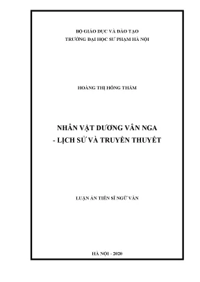 Luận án tiến sĩ nhân vật dương vân nga lịch sử và truyền thuyết