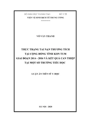 Luận án tiến sĩ thực trạng tai nạn thương tích tại cộng đồng tỉnh kon tum giai đoạn 2014 2016 và kết quả can thiệp tại một số trường tiểu học
