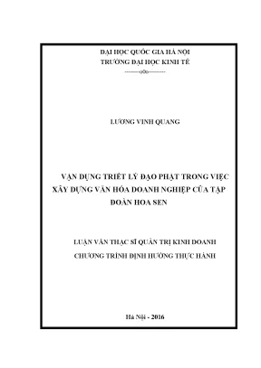 Luận văn thạc sĩ vận dụng triết lý đạo phật trong việc xây dựng văn hóa doanh nghiệp của tập đoàn hoa sen